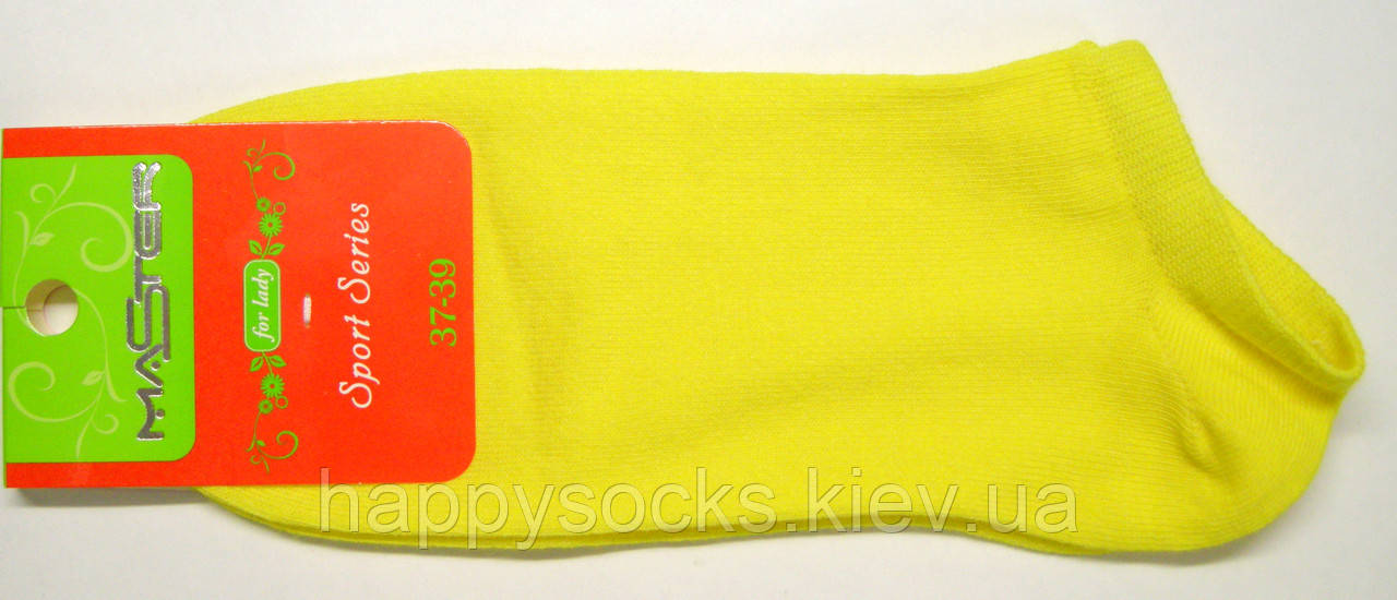 Жіночі шкарпетки короткі бавовняні лимонного кольору