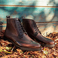 Мужская зимняя обувь коричневая ІКОС. Высокие ботинки классика кожаные осень зима. Мужская обувь классическая