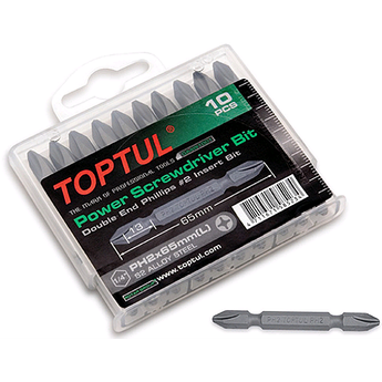 Набір біт двосторонніх TOPTUL 1/4" PH2х65мм 10 шт. GAAW1001