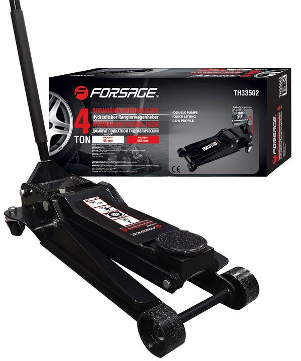 Домкрат підкатний 3 т з низьким профілем (h min 95мм, h max 552мм, 2 поршня,вага 38 кг) Forsage F-TH33502, фото 1