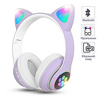 Безпровідні навушники для дітей "Cat ear headphones VZV-23M", Фіолетові навушники з вушками (блютуз наушники)