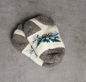 Вовняні шкарпетки дитячі "Олені", зимові дитячі шкарпетки, 16-19 см