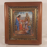 Благословення дітей, лик 10х12 см, в коричневому дерев'яному кіоті