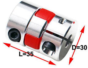 Кулачкова муфта D30xL35 мм (гнучка муфта КД, прогумована) 10 і 10мм