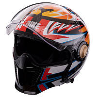 Мотошлем модуляр (flip-up) с очками, шлем для мотоцикла QKE M-7782 размер M (55-58)
