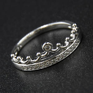 Кольцо серебристого цвета тонкое Xuping Jewelry медицинский сплав корона с белыми стразиками 18К