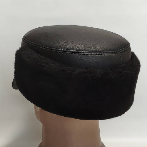 Купить Кожаная черная мужская кепка с натуральным мехом, цена 1500 ...