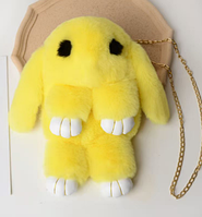 Рюкзак-сумка детская пушистая в виде кролика Лимонный