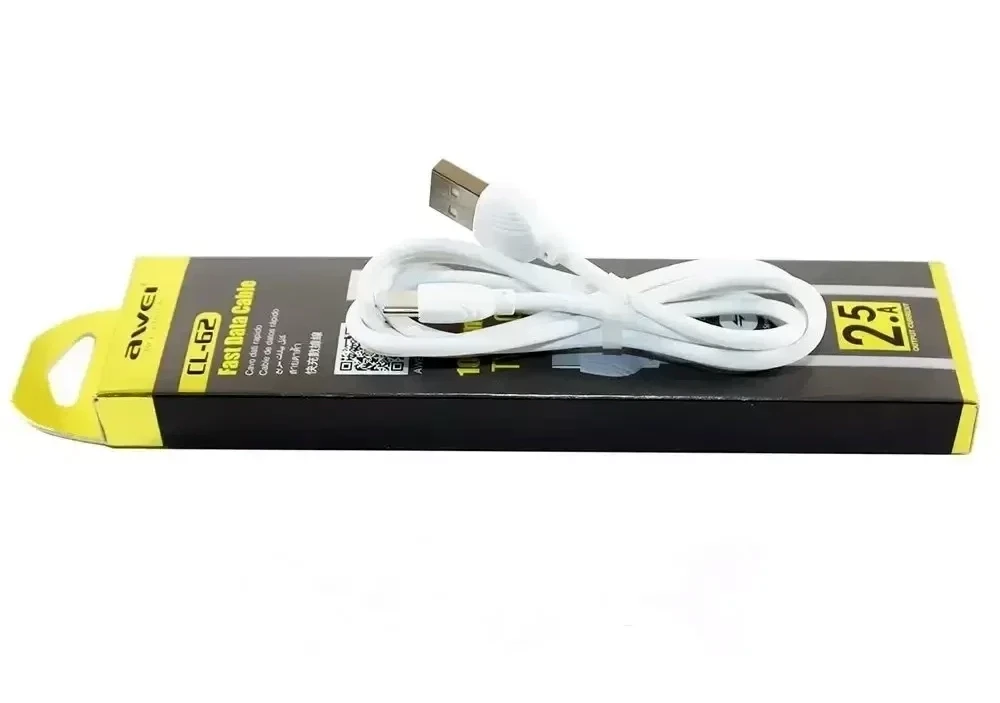 Зарядний кабель для Айфона AWEI CL-62 Type-C — USB, 1 м (білий)