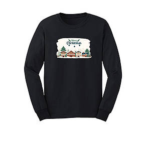 Світшот з принтом "Merry Christmas" будинки на білому фоні, ПРЕМІУМ