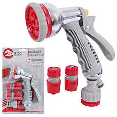 Пістолет-розпилювач для поливу INTERTOOL GE-0005 хромований 8 режимів