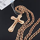 Позолочена срібна цепочка з хрестиком чоловіча. Срібний ланцюжок бісмарк в позолоті срібло 925. 50 см, фото 8