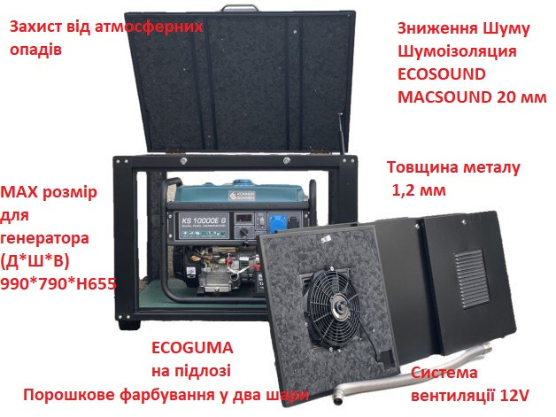 Короб для генератора/Кожух генератора/Капот для дизель-генератора/Будка під генератор/Захист генератора/Бокс