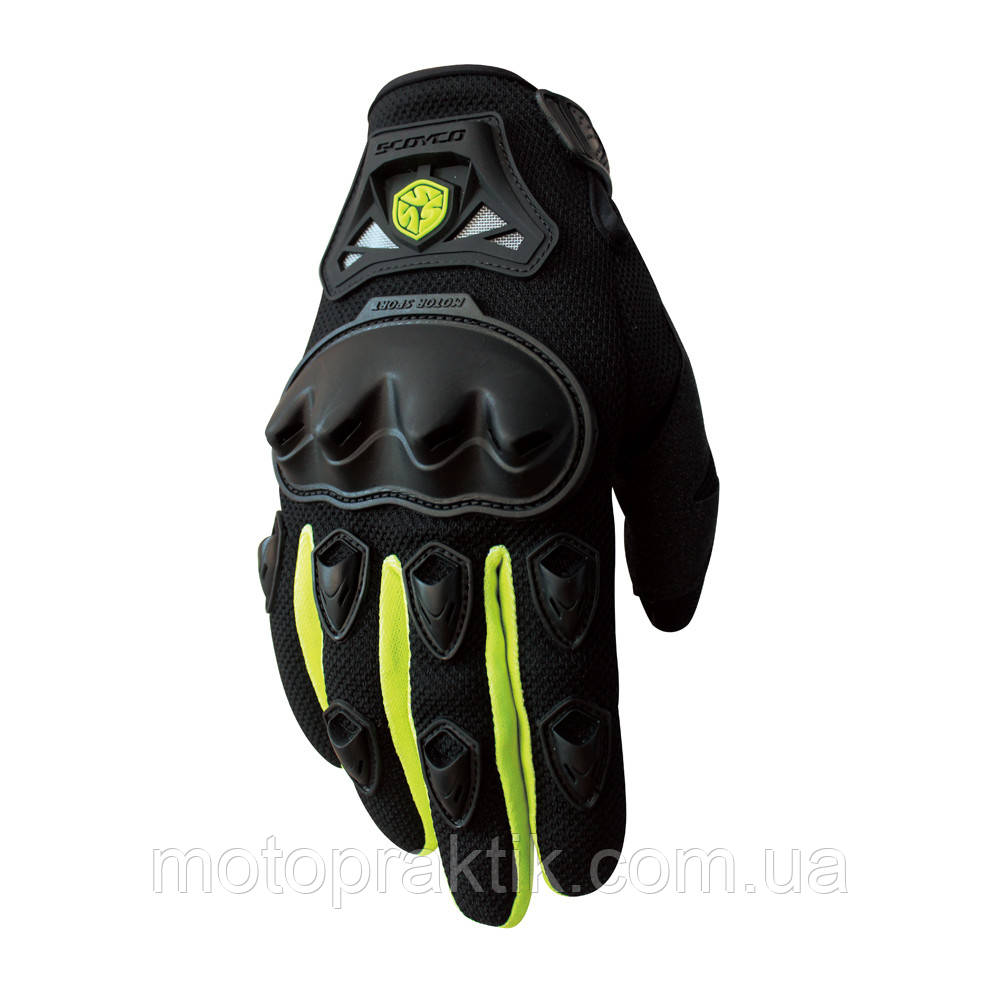 SCOYCO MC29 Gloves, Black/Lime, M Мотоперчатки текстильні з захистом