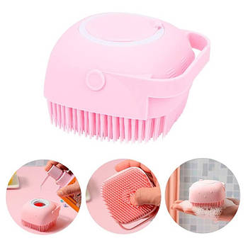 Силіконова щітка для душу 8,4x8,4x6 см, Massage Bath Brus, Рожевий / Масажна мочалка для ванни