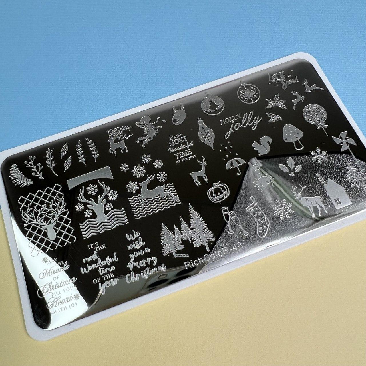 Пластина для стемпінгу RR-48 на пластиковій основі (Новий Рік), фото 1