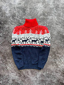 Дитячий Новорічний светр "Олень" з горлом
