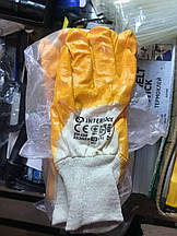 Рукавичка, бавовняний трикотаж, з нітриловим покриттям долоні 10" (жовта) INTERTOOL SP-0110