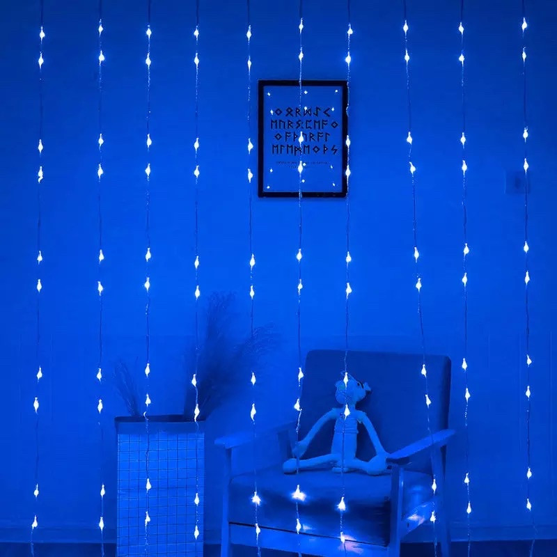 Гирлянда ВОДОСПАД LED 360, голубая 3 х 2 метра - фото 1 - id-p816267555