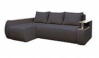 Диван угловой раскладной с подушками+ниша 1600х2450 мм Угол Граф Премиум (Левый) Темно сірий