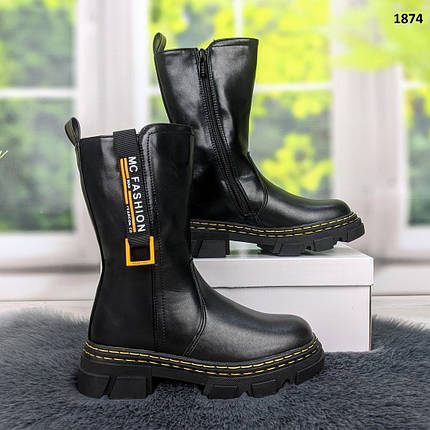 Черевики зимові дитячі для дівчинки чорні високі KIMBO, фото 1