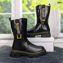 Черевики зимові дитячі для дівчинки чорні високі KIMBO, фото 2