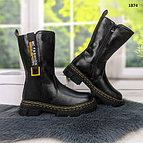 Черевики зимові дитячі для дівчинки чорні високі KIMBO, фото 5