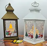 LED новорічний декоративний ліхтар Дід Мороз Santa Світильник свічки новорічний, казковий будиночок, фото 3