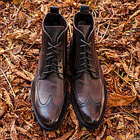 Высокие ботинки классика кожаные осень зима. Мужская зимняя обувь коричневая ІКОС. Мужская обувь классическая