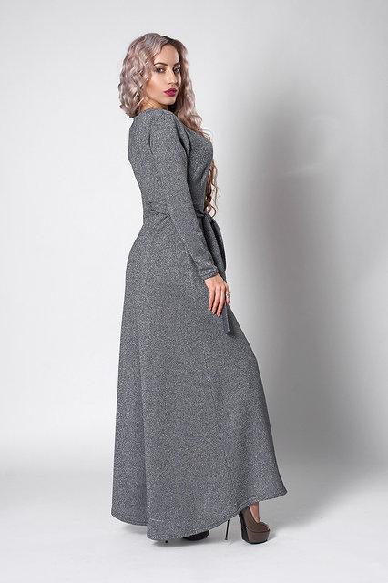 Очаровательное нарядное женское платье серое люрекс размер 50 - фото 2 - id-p1713184642