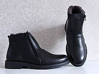 Ботинки классические зимние. Обувь зимняя мужская. Зимние мужские туфли из натуральной кожи черные Krisbut