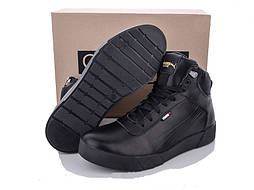 Чоловічі високі зимові шкіряні чорні черевики на хутрі Puma в 45 розмірі
