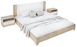 Двоспальне Ліжко з ламелями та тумбами ( 2 шт.) 160х200 Маркос Дуб сонома / білий