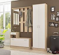 Передпокій з дзеркалом і шафою Оріон Дуб сонома, Білий (155.1х27.5х191) Меблі Сервіс