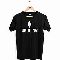 Футболка чорна з патріотичним принтом "UA. Ukraine. Украина. Тризуб. Герб України" Push IT XXL