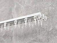 Карниз для штор профильный в потолок белый БР19/1 трехрядный 10/80/32/32 мм Фурнитура люкс 100 см
