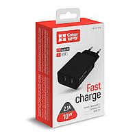Зарядний пристрій Colorway 2USB AUTO ID 2.1A (10W) чорний (CW-CHS015-BK)