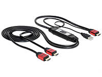 Перехідник моніторний Delock HDMI 1x2 (Splitter) Act 1080p USB-powered 2.0m чорний (70.08.3279) z17-2024