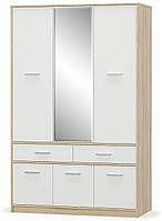 Шкаф с зеркалом Типс 6Д2Ш Дуб самоа, Белый (123.2х55.3х210) Мебель Сервис
