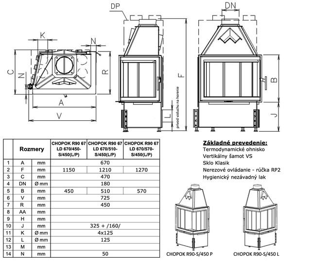 Розміри Kobok CHOPOK R90 67 LD 670/570-S/450(L/P)