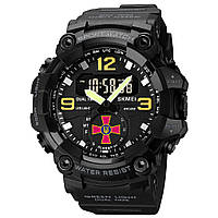 Тактичний багатофункціональний годинник Skmei 1637BKUA Black Tactic UA