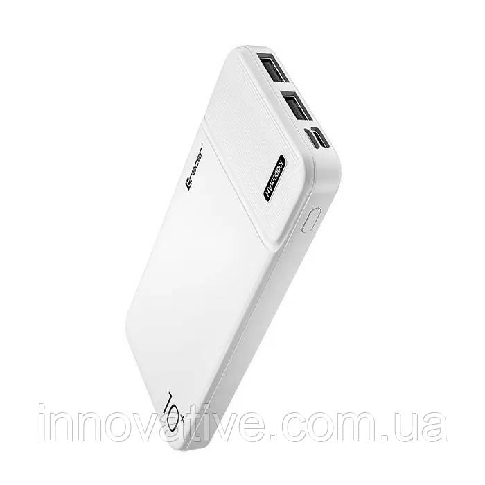 Зовнішній акумулятор Powerbank Tracer 10000 mAh 2 A на 2xUSB-порту (Білий)
