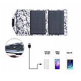 Складаний сонячний зарядний пристрій Solar panel 14 W 2xUSB-виходу (Чорний), фото 4