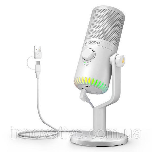 Конденсаторний мікрофон Maono DM30 з RGB-підсвіткою (Білий), фото 1