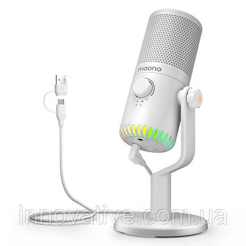 Конденсаторний мікрофон Maono DM30 з RGB-підсвіткою (Білий) (ID ...