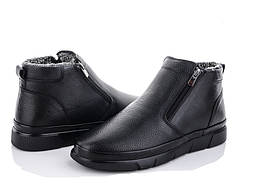 Чоловічі високі зимові шкіряні чорні черевики в розмірі 40 і 41