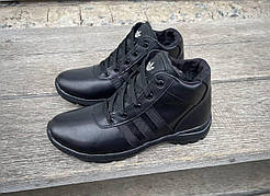Чоловічі шкіряні зимові черевики Adidas чорні
