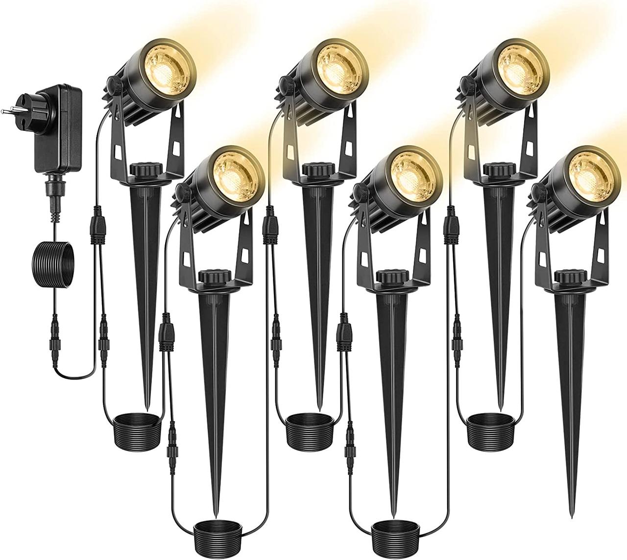 LITAKE Garden Lighting, 6 шт., 3 Вт, висувний садовий світильник із заземлювальним штирем вуличний ліхтар