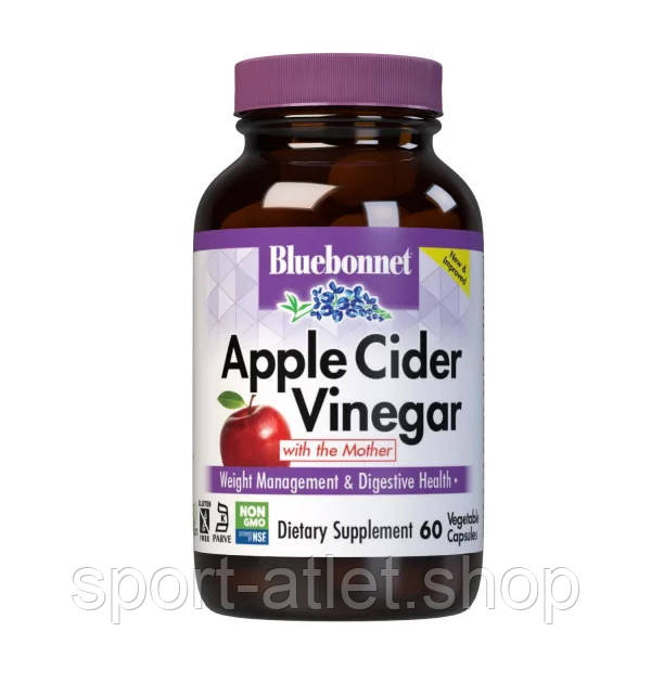 Натуральна добавка Bluebonnet Nutrition Apple Cider Vinegar, 60 вегакапсул, фото 1