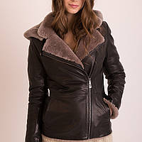 Дубленка куртка зимняя VK черная с капюшоном (Арт. LA102) 48